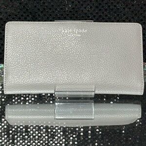 Kate Spade New York Gray Leather Wallet Approx. 7 x 3.5